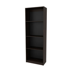 Stained Walnut Flat Bookcase with Open Storage and 4 Shelves