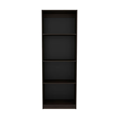Stained Walnut Flat Bookcase with Open Storage and 4 Shelves