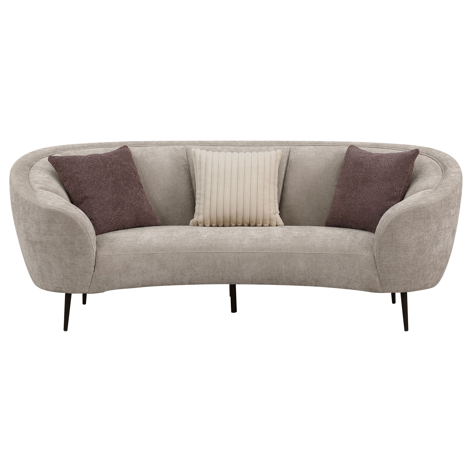 Aura Beige Upholstered Curved Sofa