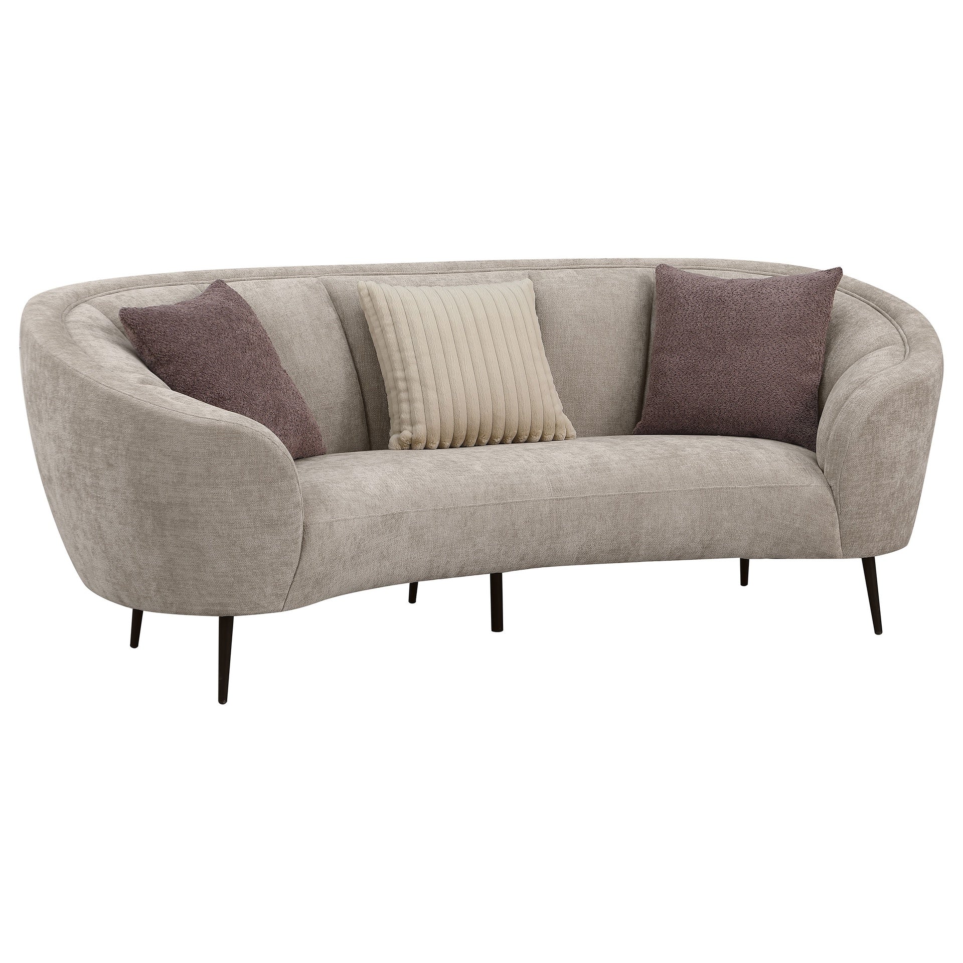 Aura Beige Upholstered Curved Sofa