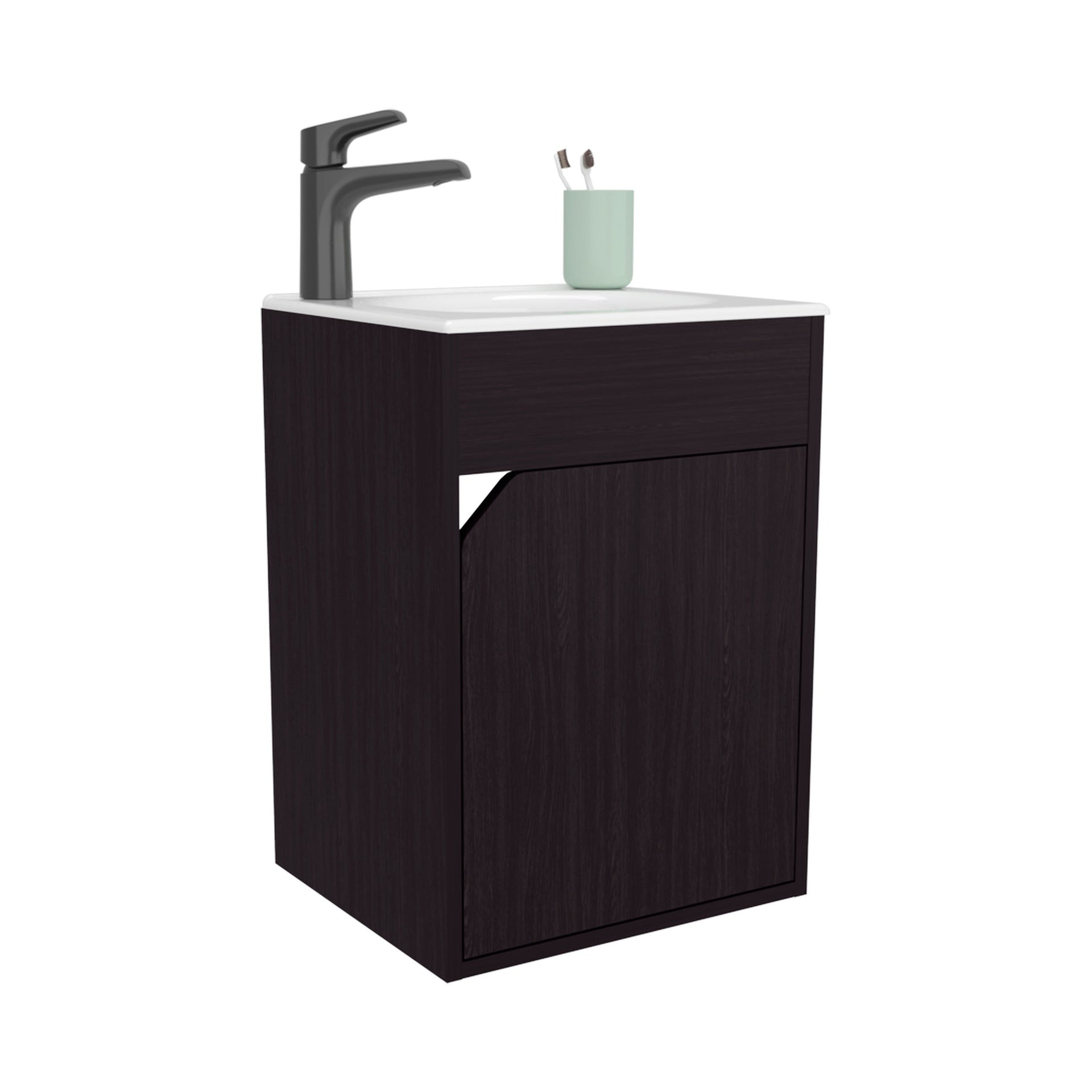 Wengue Bathroom Floating Vanity with a Door