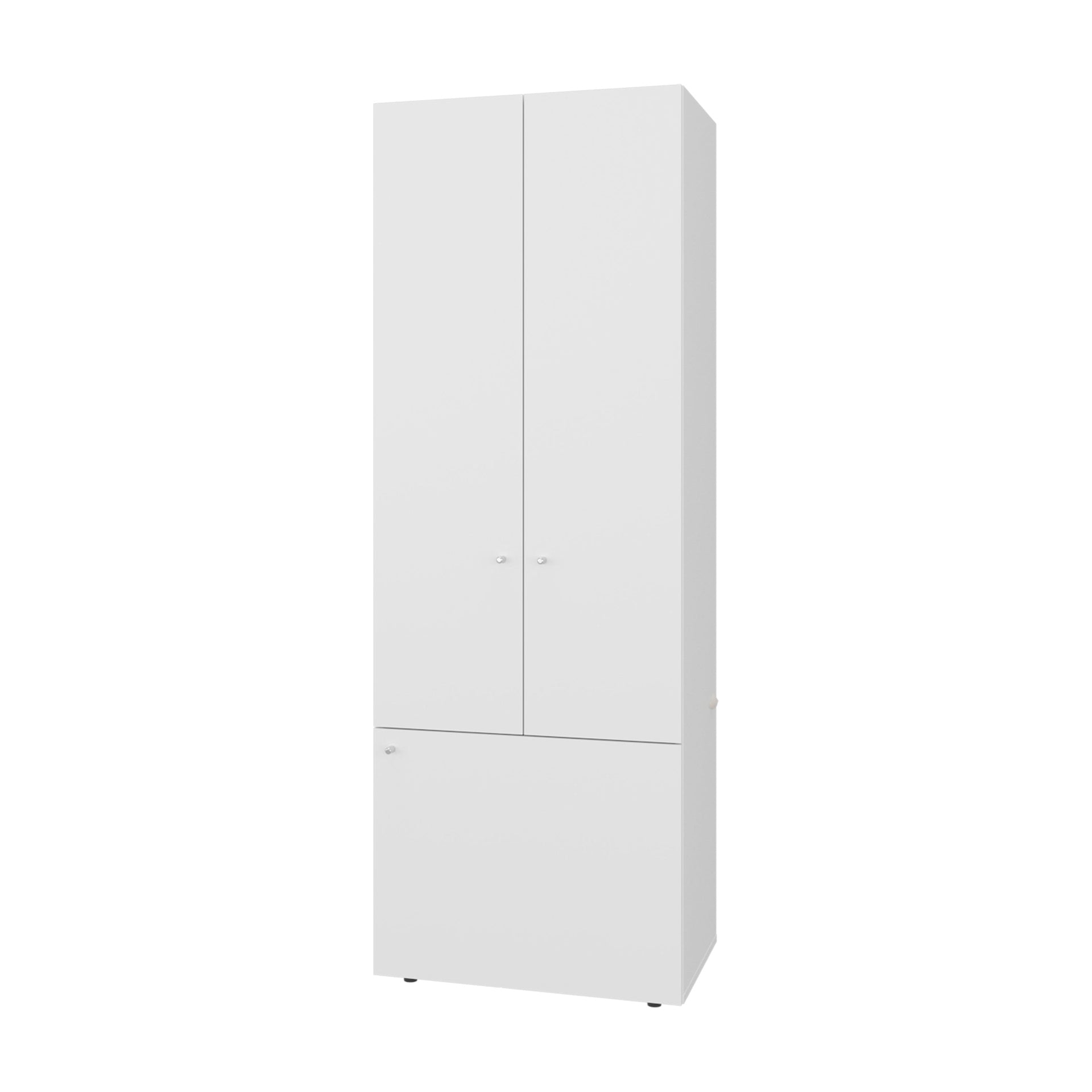 White 3-Door Tall Wardrobe Cabinet with 4 Shelf