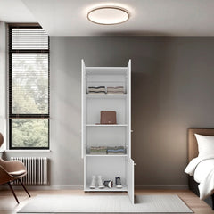 White 3-Door Tall Wardrobe Cabinet with 4 Shelf