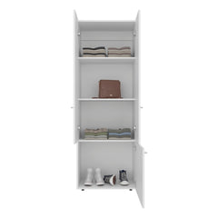 White 3-Door Tall Wardrobe Cabinet with 4 Shelf