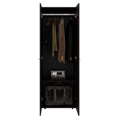 Stained Walnut 2-Door Tall Wardrobe Cabinet
