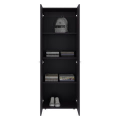 Wenge 2-Door Tall Wardrobe Cabinet with 4 Shelf and Vertical Storage