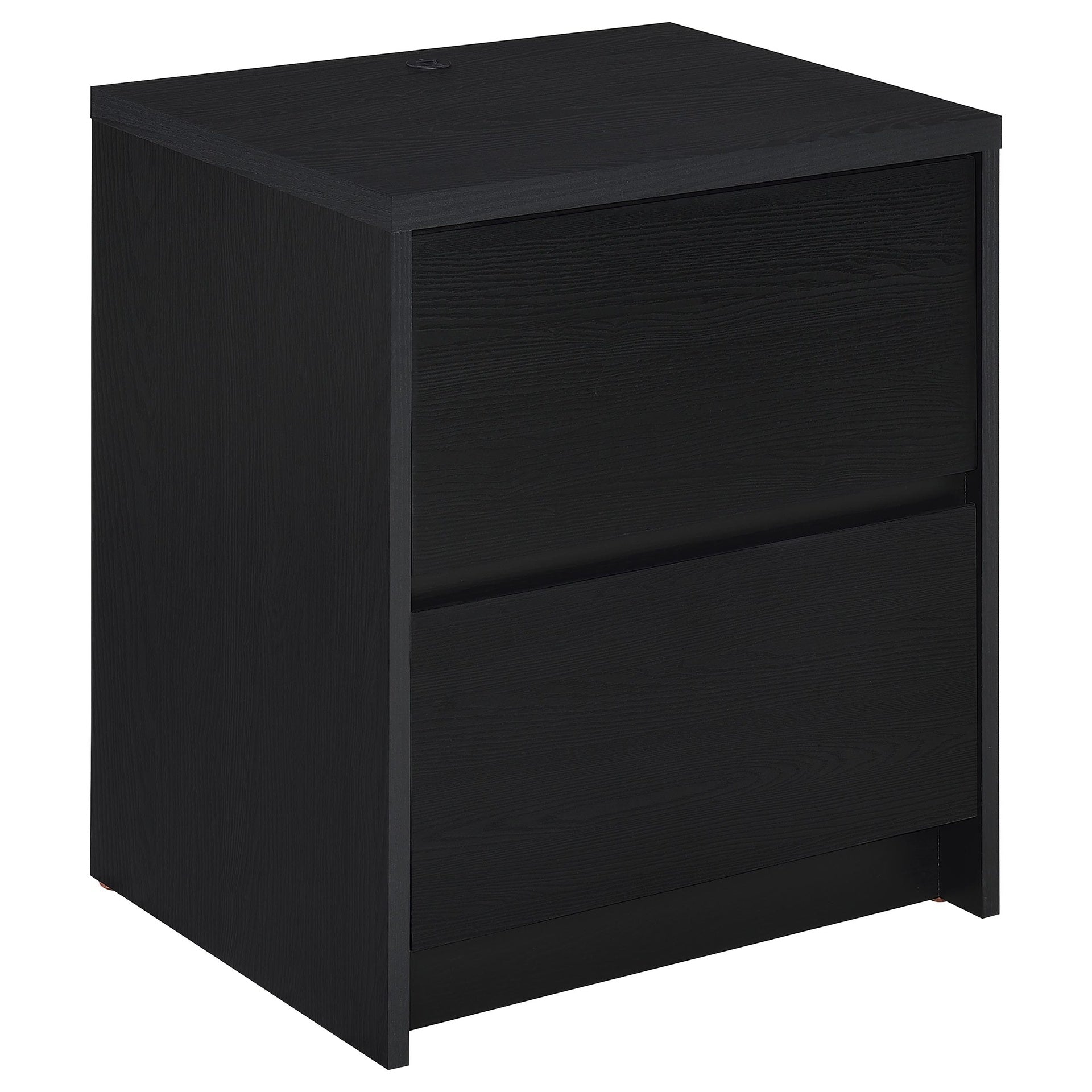 Geary Black 2-drawer Nightstand LED Lights and USB
