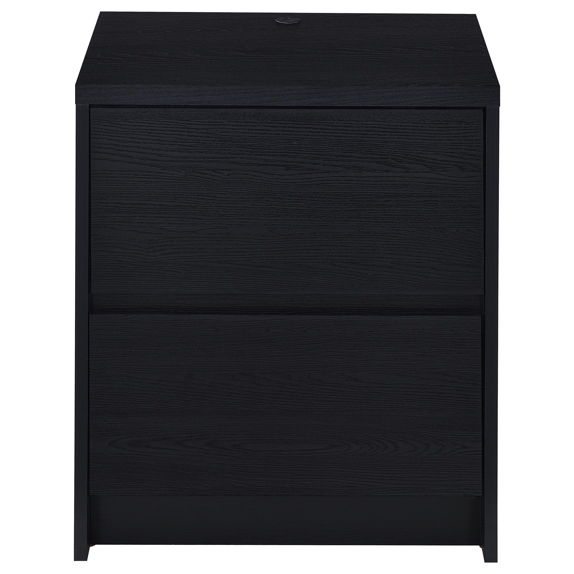 Geary Black 2-drawer Nightstand LED Lights and USB