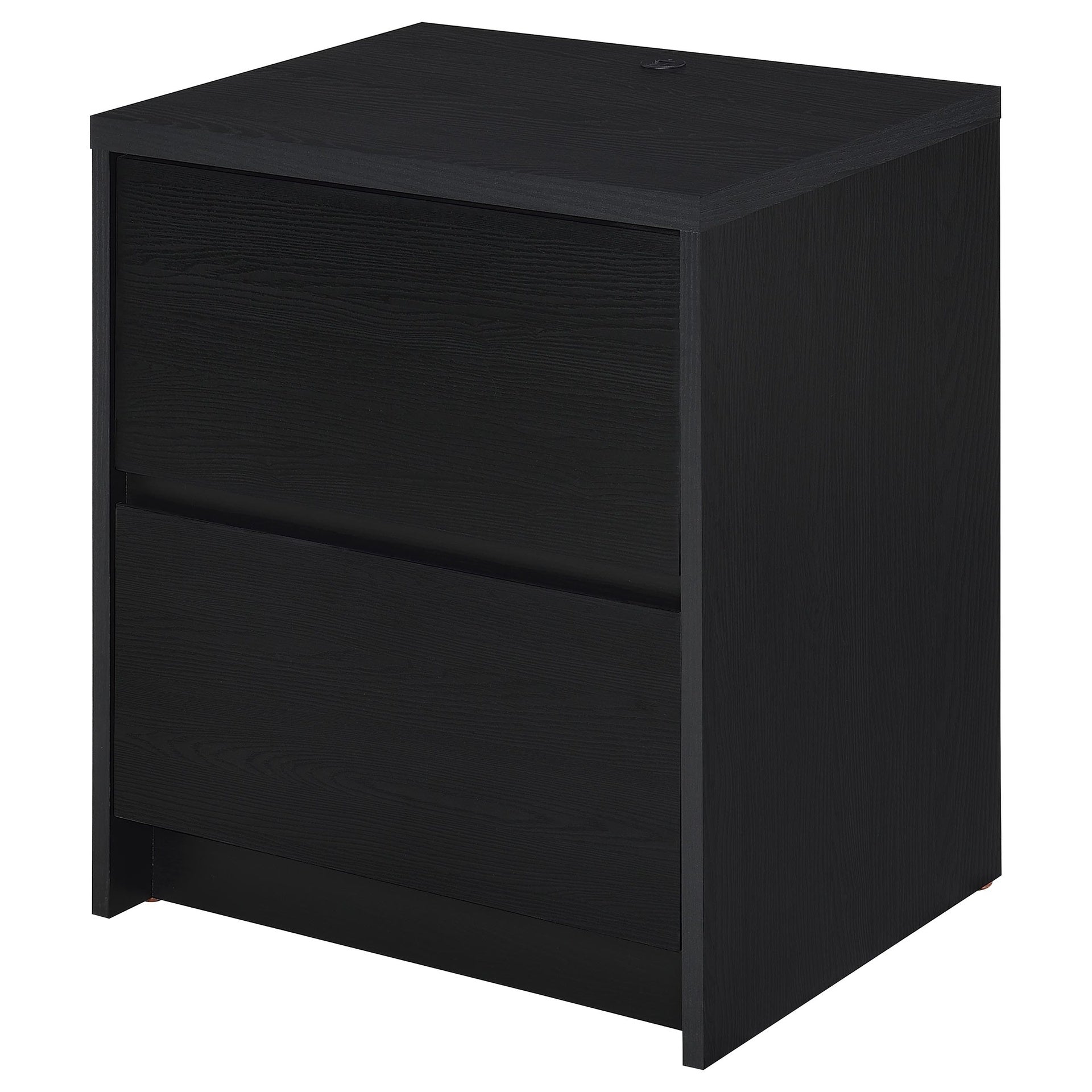 Geary Black 2-drawer Nightstand LED Lights and USB