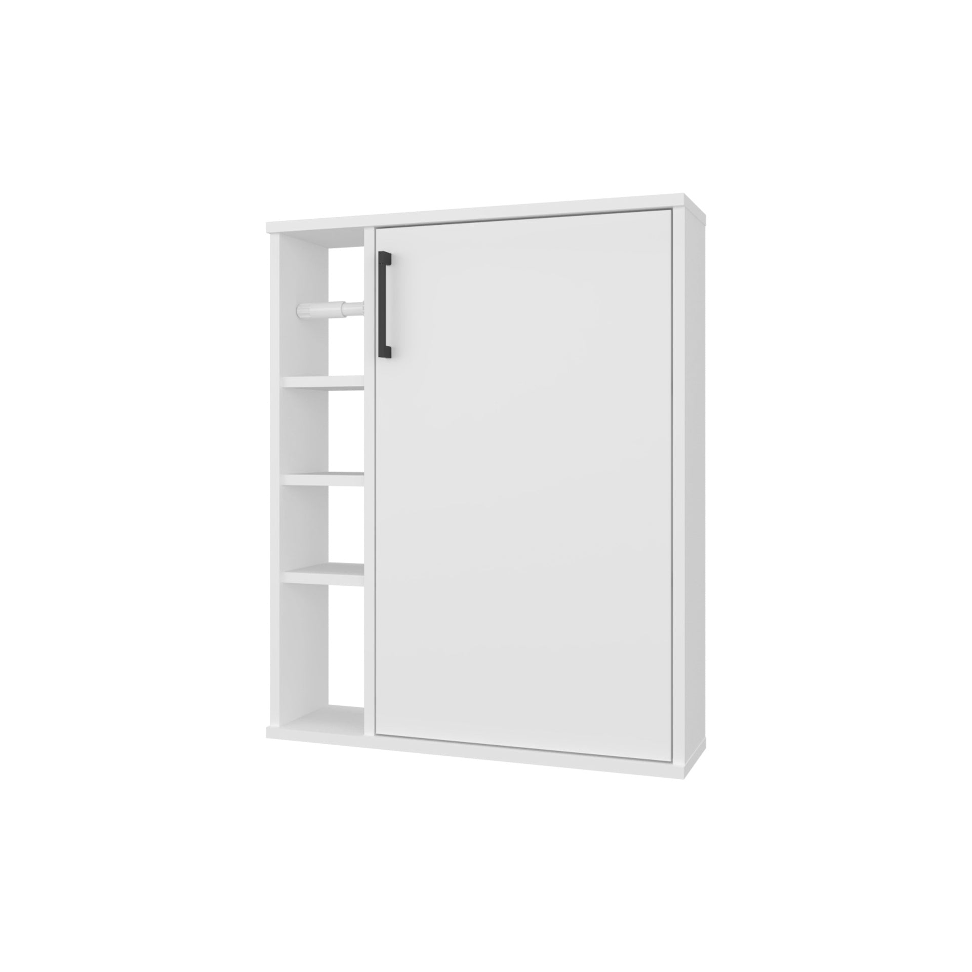 White 1-Door Bathroom Cabinet with 4 Open Shelf