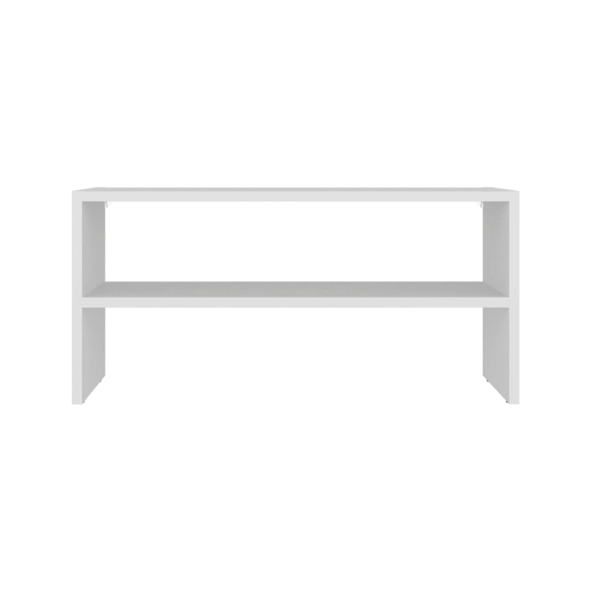 White 2-Shelf Shoe Rack with Low Horizontal Design