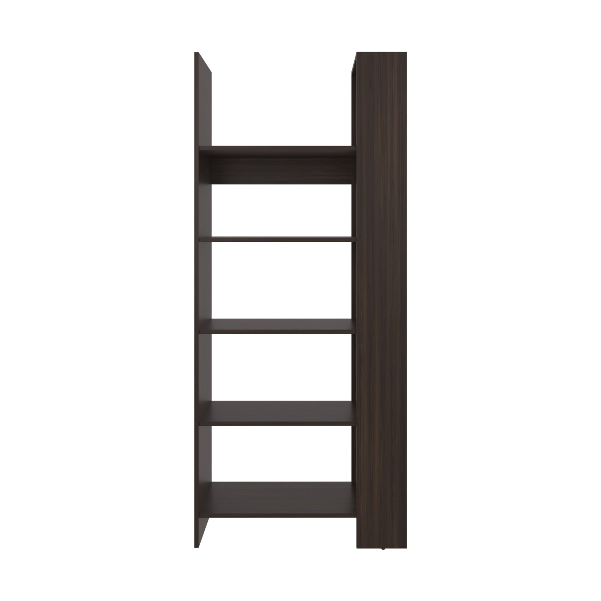 Stained Walnut 5-Shelf Open Bookcase