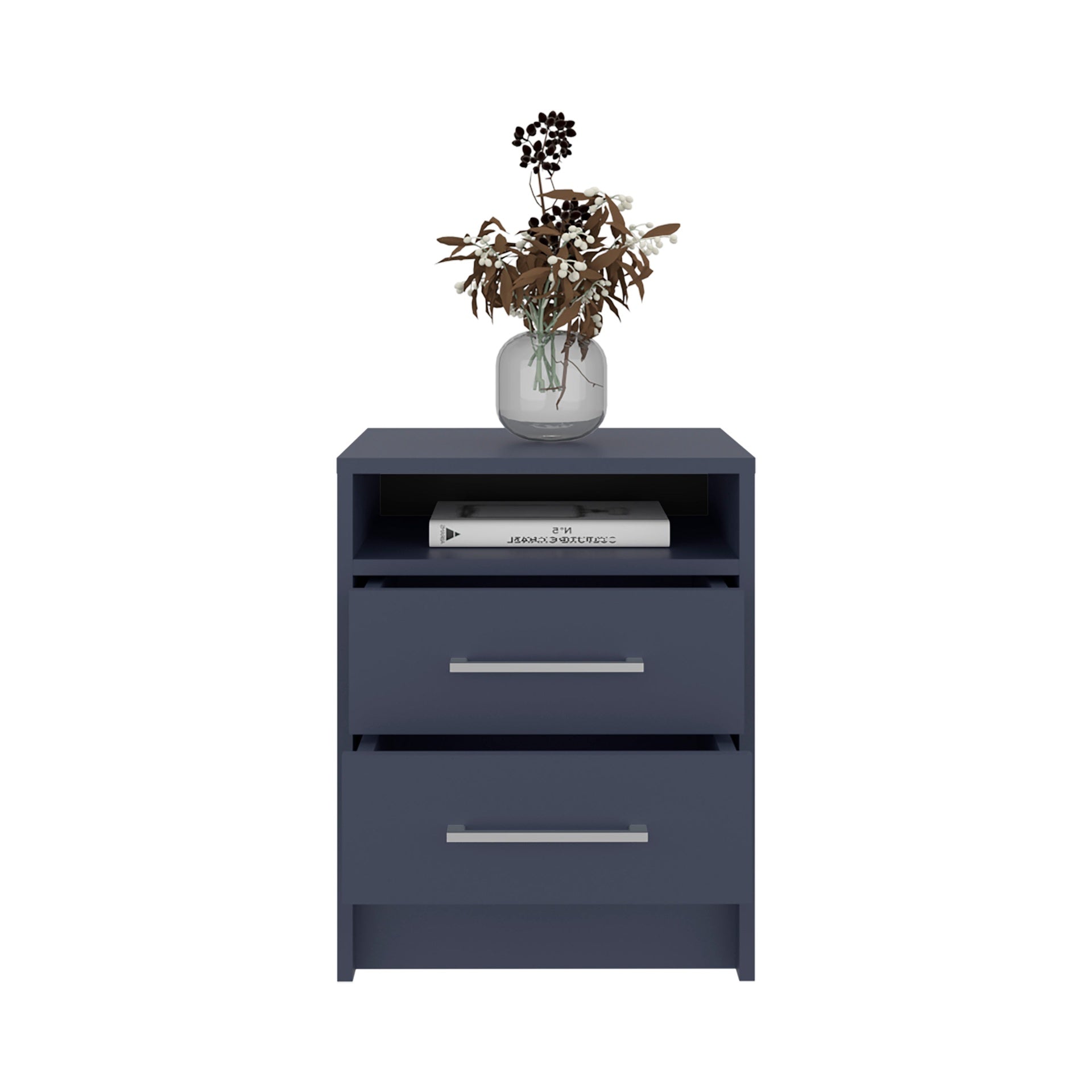 Kronos Blue 2-Drawer Floating Nightstand with Open Shelf