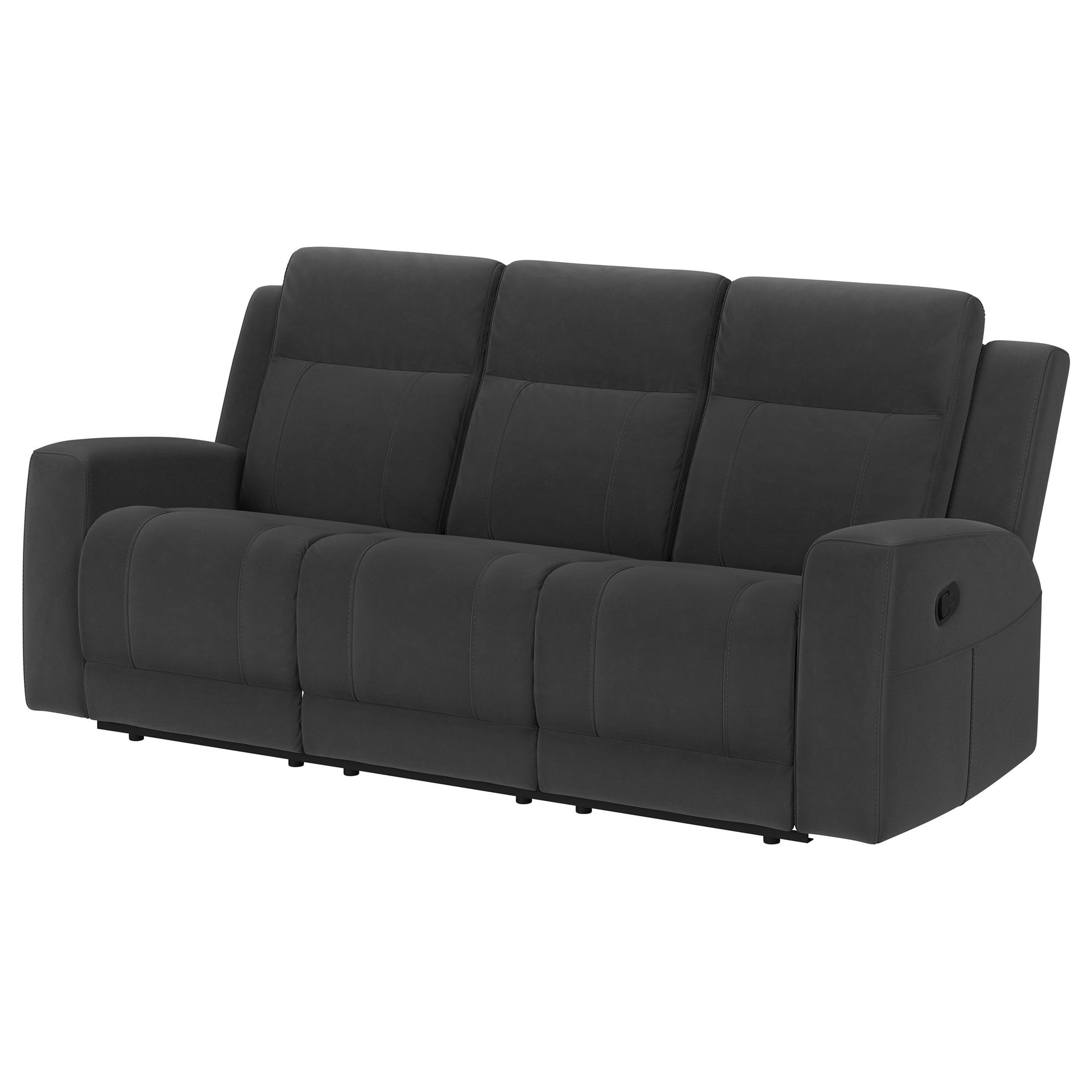 Slater Dark Charcoal Upholstered Reclining Sofa