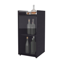 Wenge 1-Door Bar Cabinet with Open Shelf