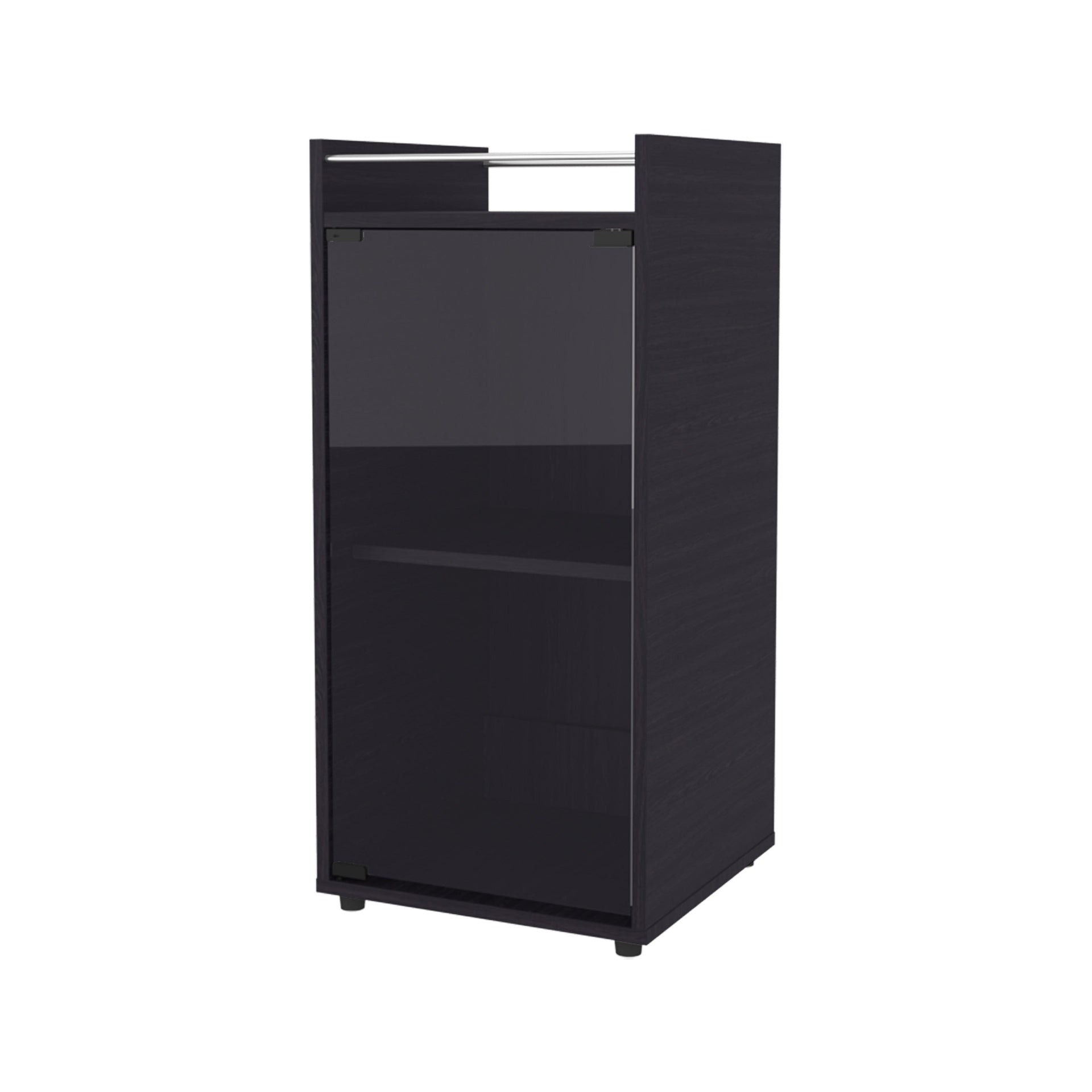 Wenge 1-Door Bar Cabinet with Open Shelf