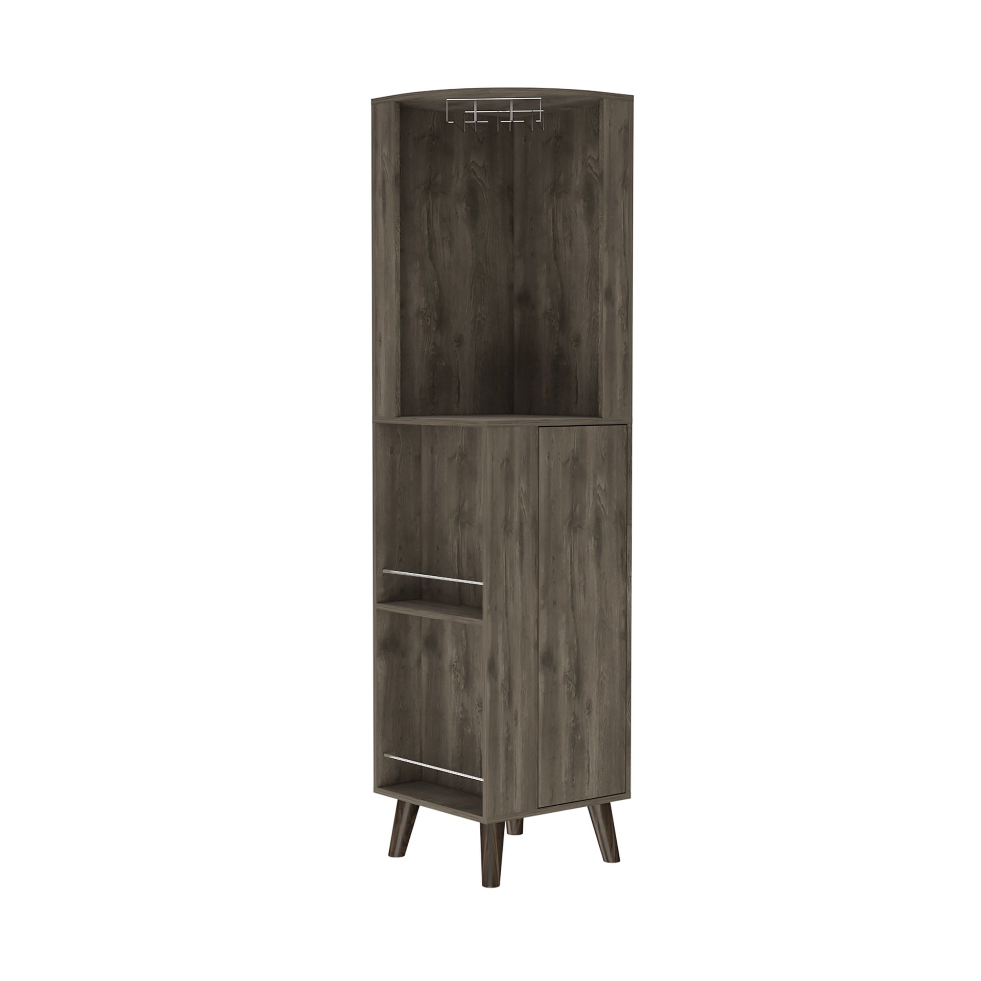 Dark Brown 1-Drawer 2-Shelf Corner Bar Cabinet