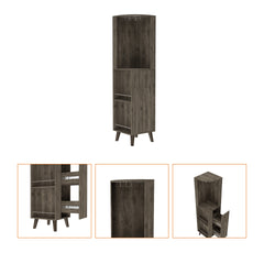 Dark Brown 1-Drawer 2-Shelf Corner Bar Cabinet