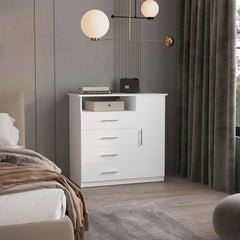 Baylon 4-Drawer 1-Shelf Dresser White