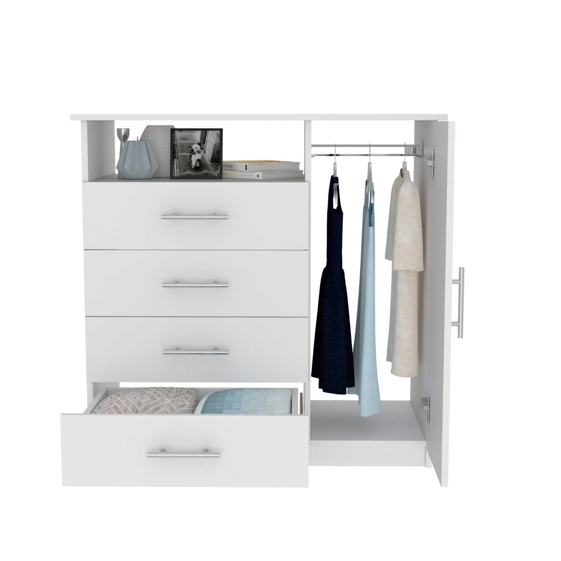 Baylon 4-Drawer 1-Shelf Dresser White