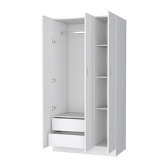 Augusta 3-Door Wardrobe with Hanging Rod White