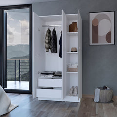 Augusta 3-Door Wardrobe with Hanging Rod White