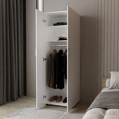 White Armoire with 2 Doors and Hanging Rod