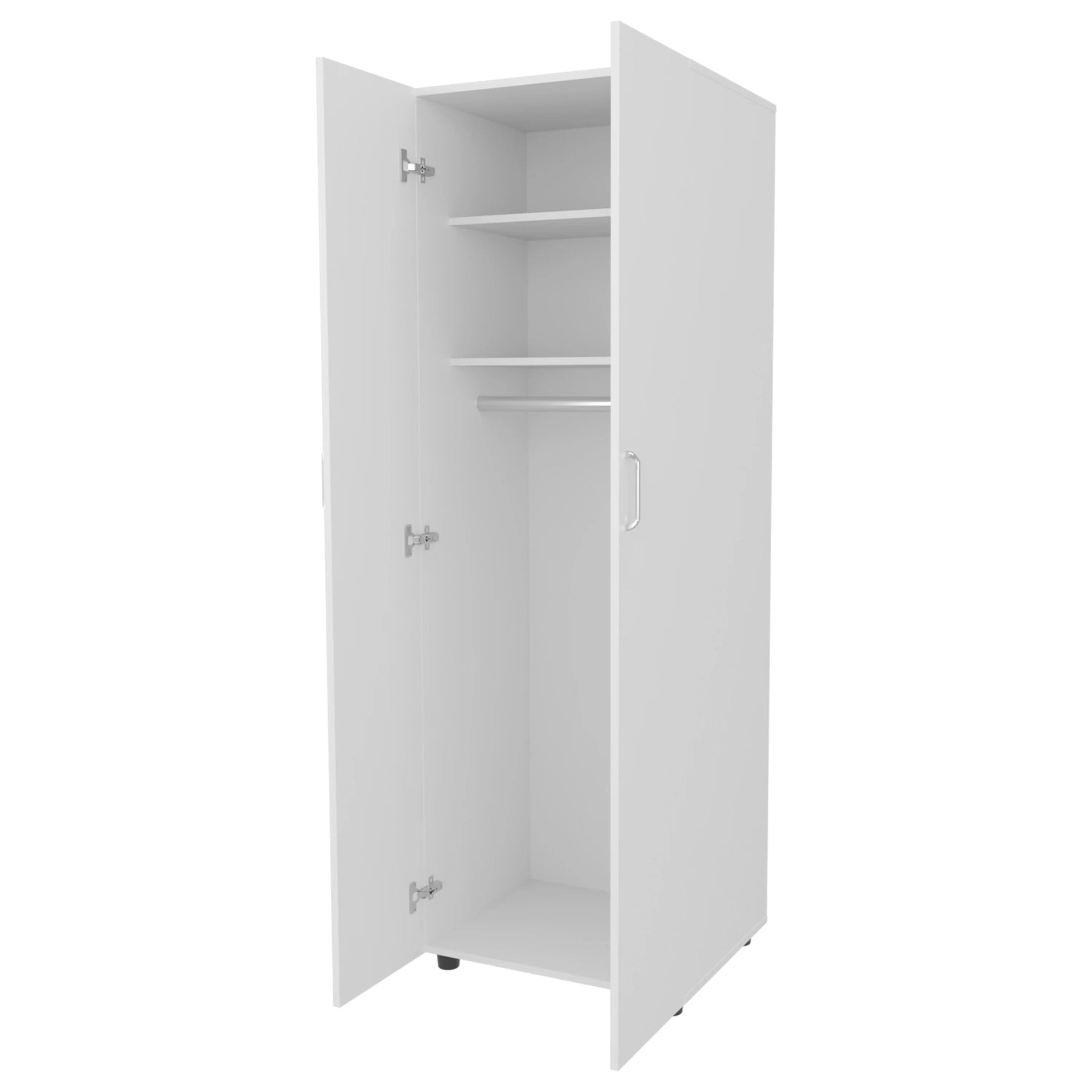White Armoire with 2 Doors and Hanging Rod