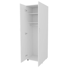 White Armoire with 2 Doors and Hanging Rod
