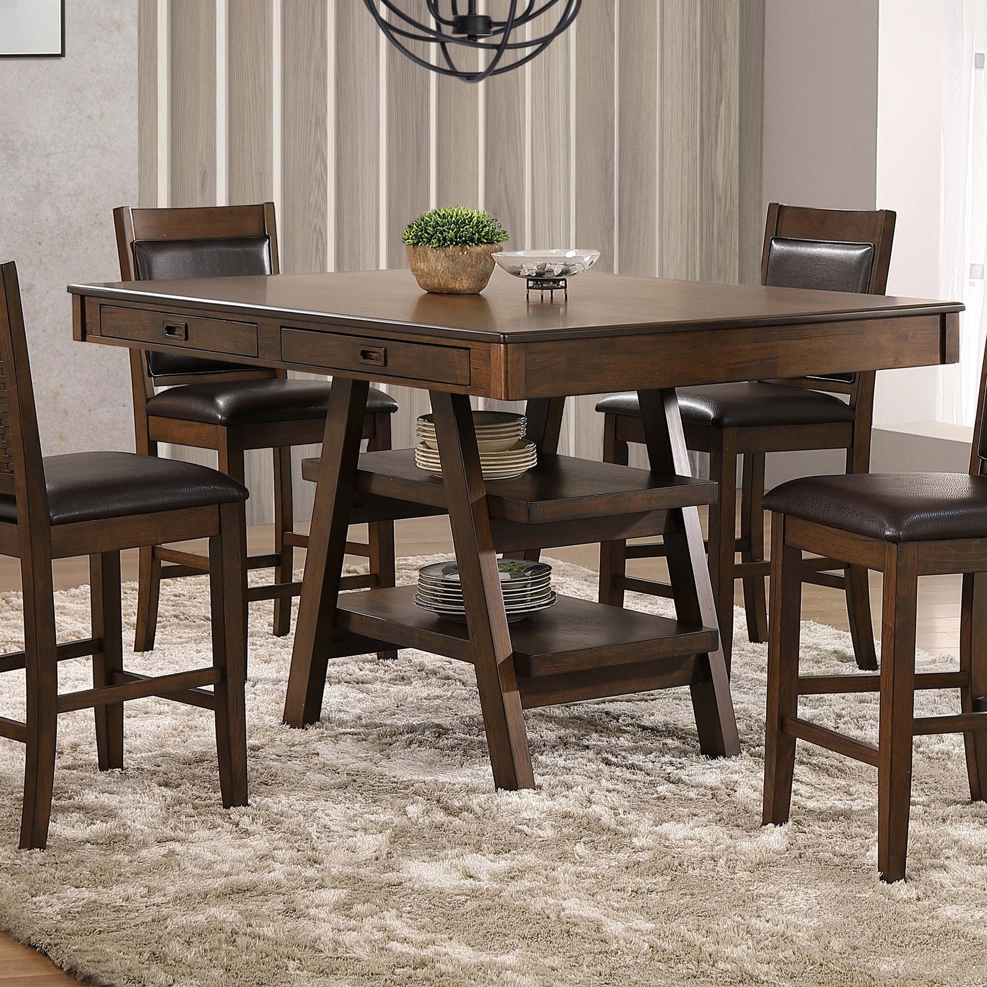 Ferrara Walnut 2-Drawer Counter Height Table