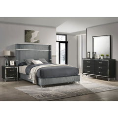 Malcolm Grey and Black 4-piece Queen Bedroom Set