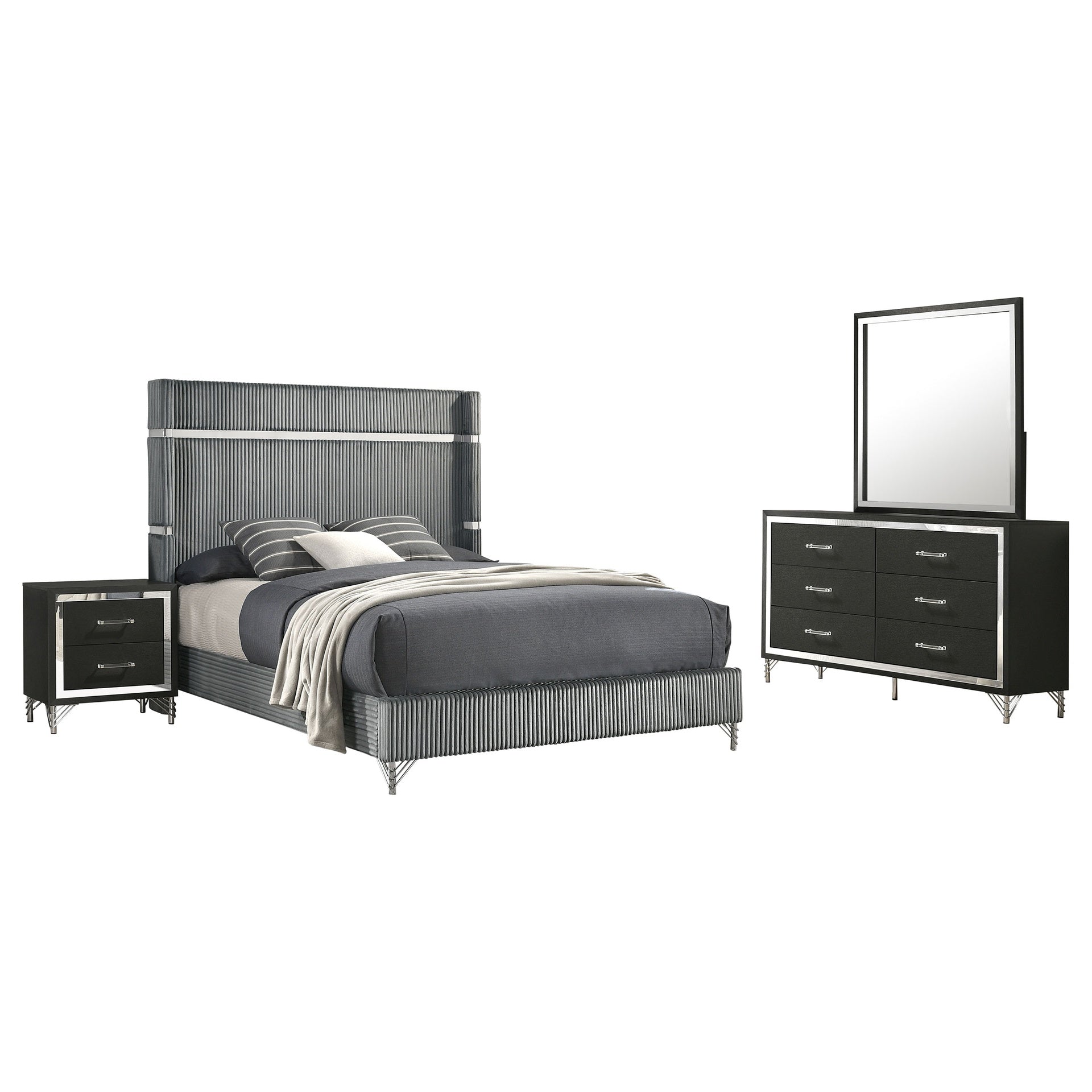 Malcolm Grey and Black 4-piece Queen Bedroom Set