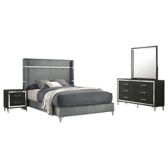 Malcolm Grey and Black 4-piece Queen Bedroom Set