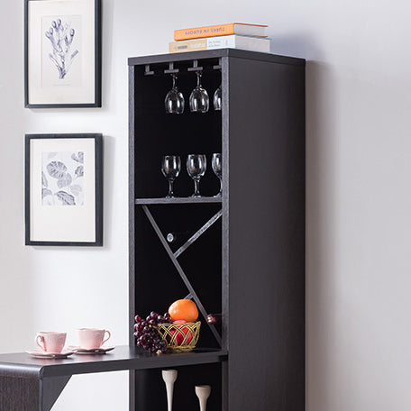 Bar Cabinet, Extended Table Kitchen Cabinet with Wine Bottle Compartment & Open Shelving, Red Cocoa