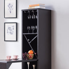 Bar Cabinet, Extended Table Kitchen Cabinet with Wine Bottle Compartment & Open Shelving, Red Cocoa