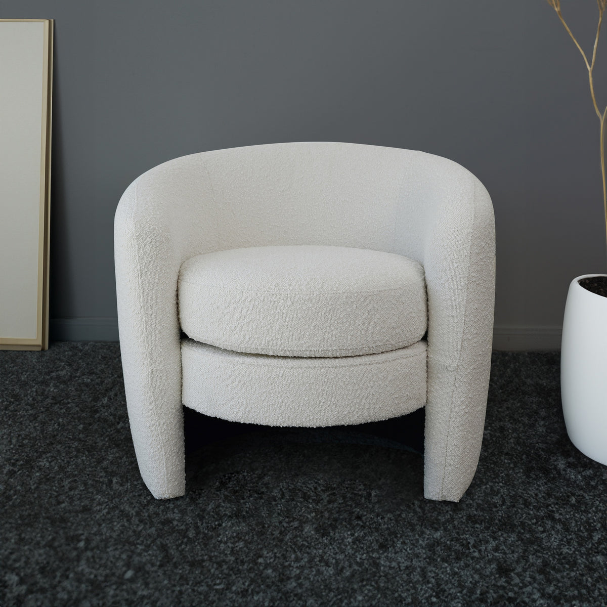 Avalon White Boucle Lounge Chair