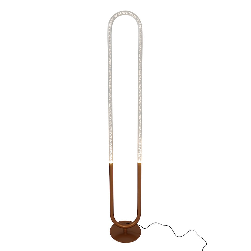 Contemporary Floor Lamp, LED Standing Light for Living Room Centerpiece, Bedroom & Office Lighting, Zeon LED Floor Lamp Coarse Gold and Clear 110-120V