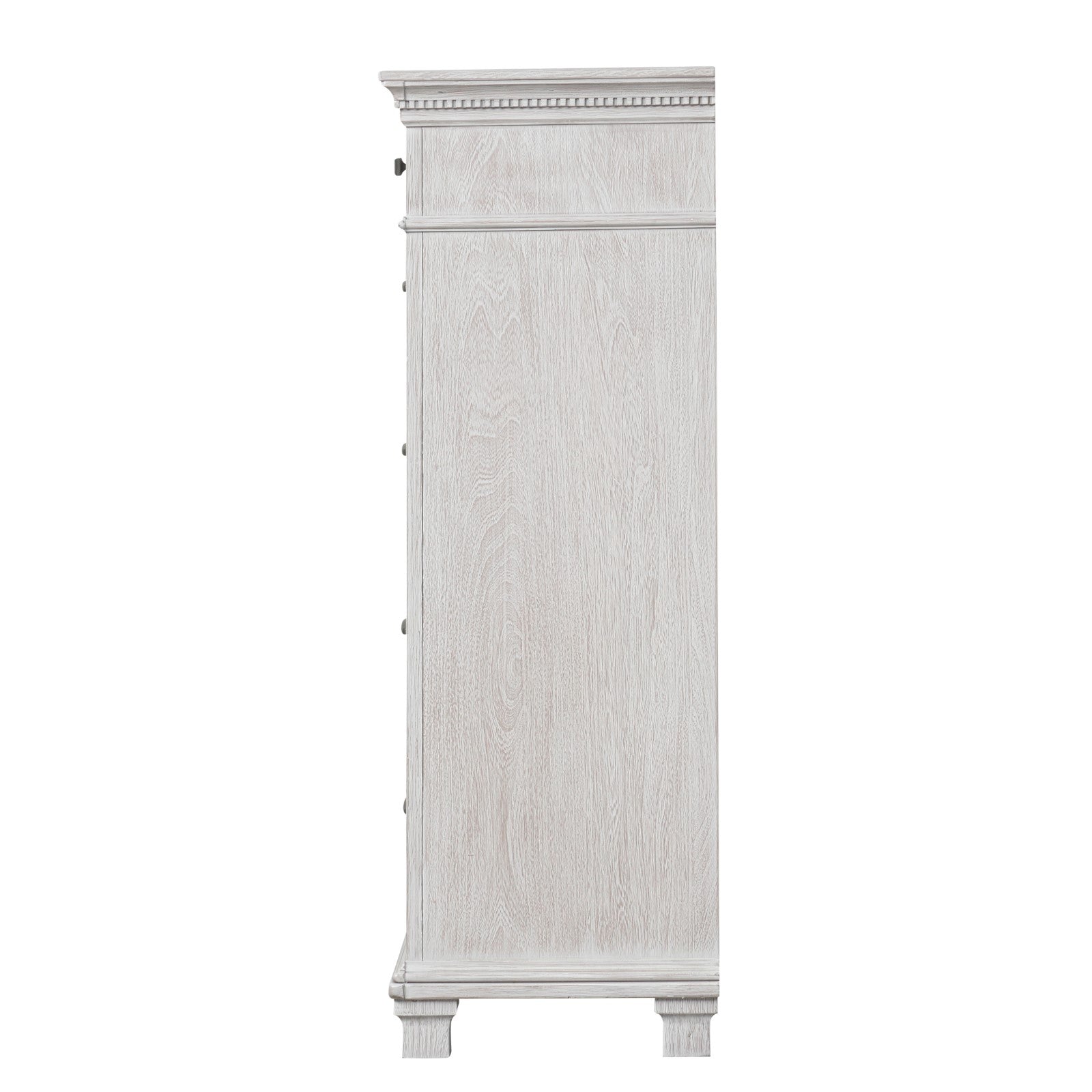 1pc Chest English Dovetail Drawers Knobs Metal Handles Metal Glides Dentil Molding Weathered Gray Finish Transitional Bedroom Furniture