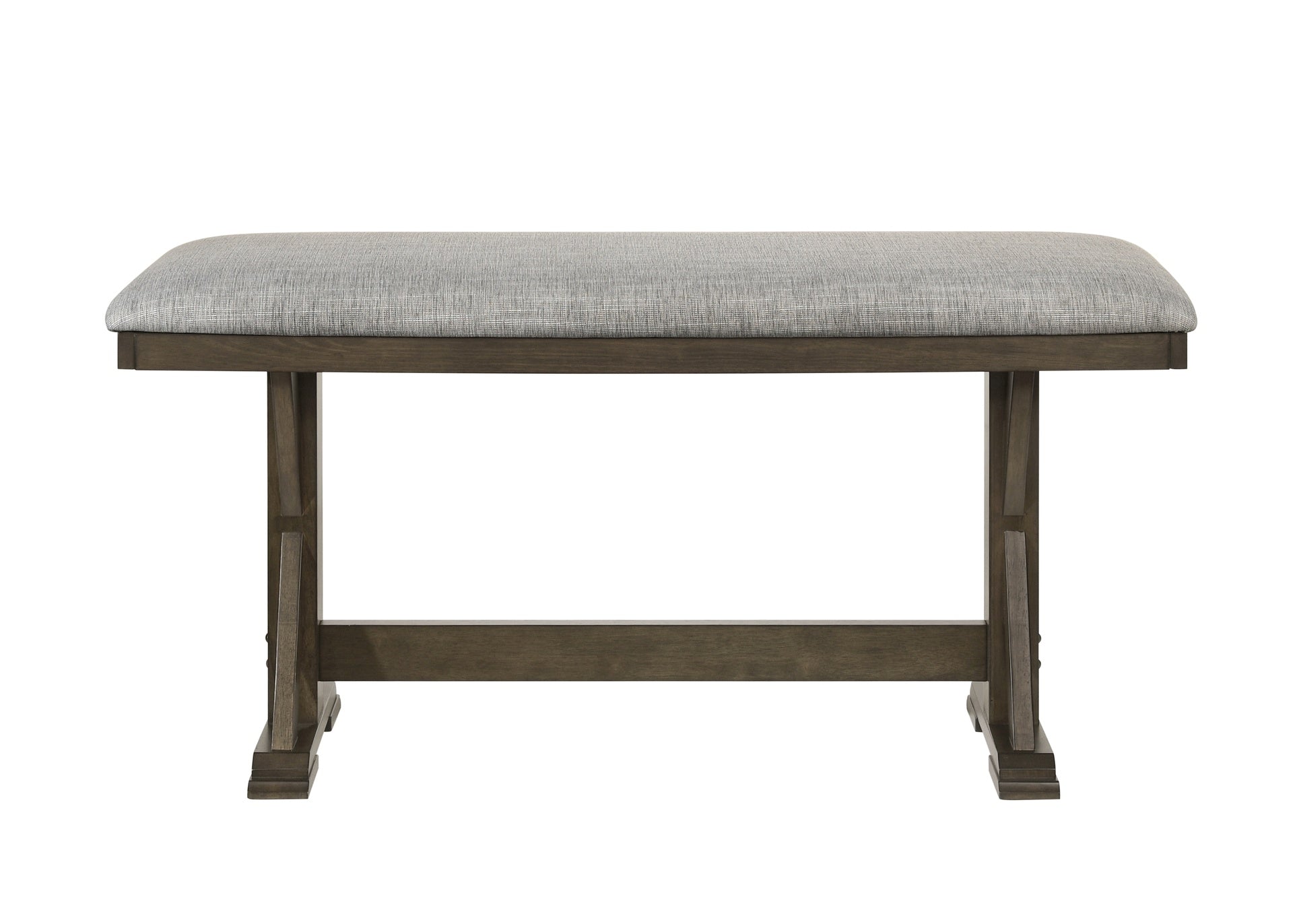 1pc Rustic Upholstered Counter Height Dining Bench Rich Wood Finish Wooden Dining Room Furniture Brown