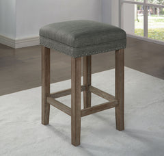 Transitional Style 3pc Dining Table Set 1x Table 2x Stool Padded Seat Nailhead Trim USB Port Wire Brushed Gray And Gray Finish