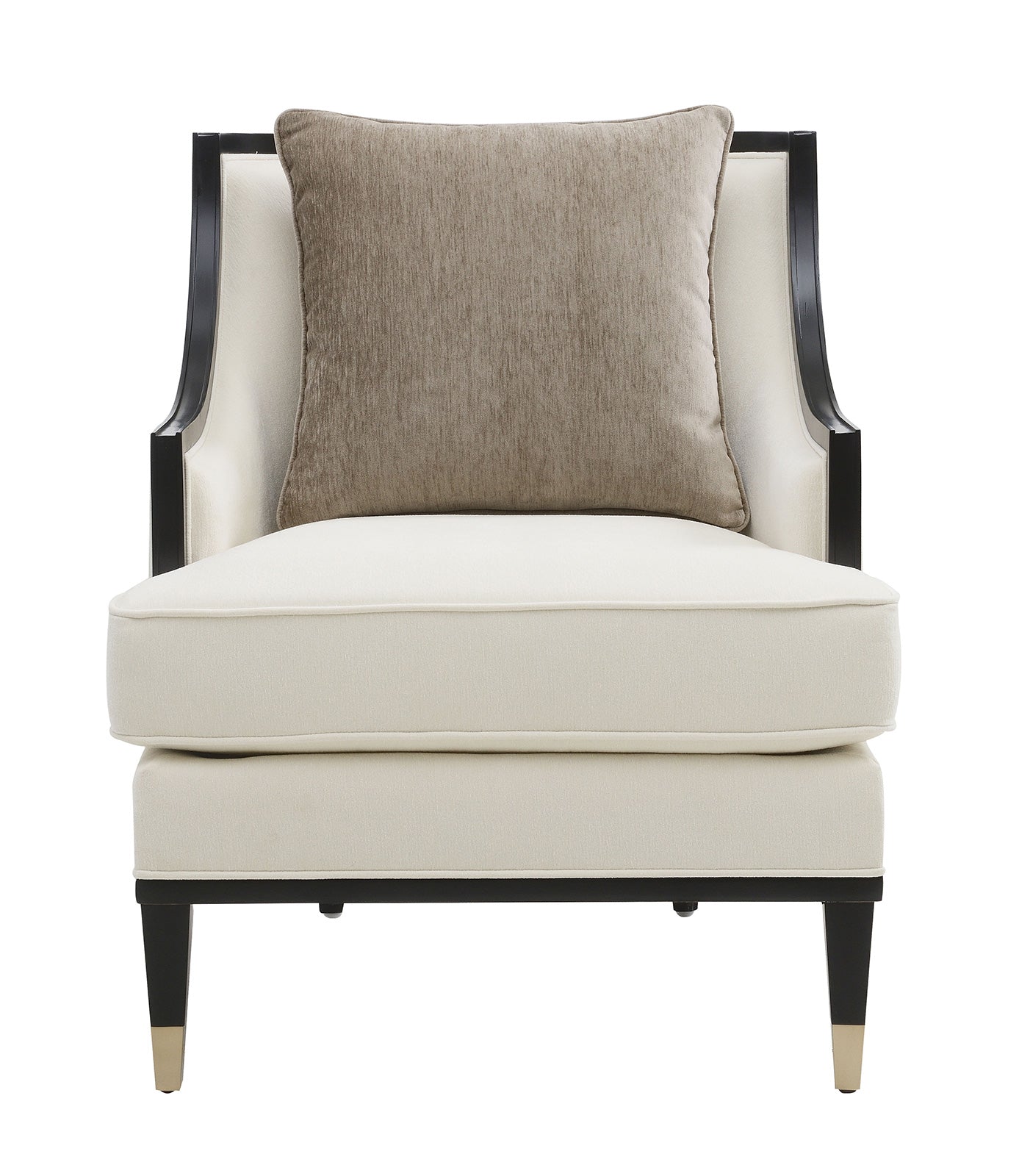 Traditional Style 1pc Chair Curved Arms Half Moon Cut Gold Capped Front Legs White Finish Primary Living Room