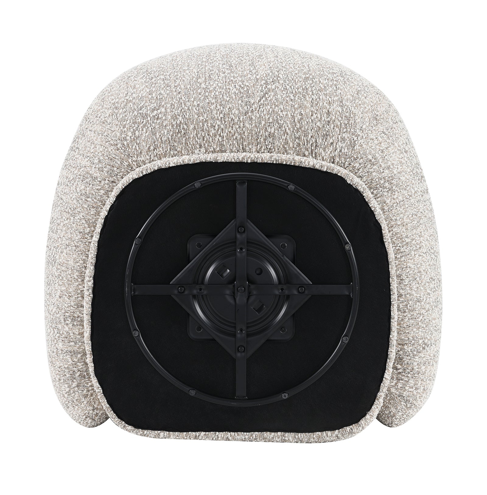 Contemporary Style 1pc Swivel Chair Boucle Upholstered 360 Degree Swivel Base armrest Slope Curved High Density Foam Brown Finish