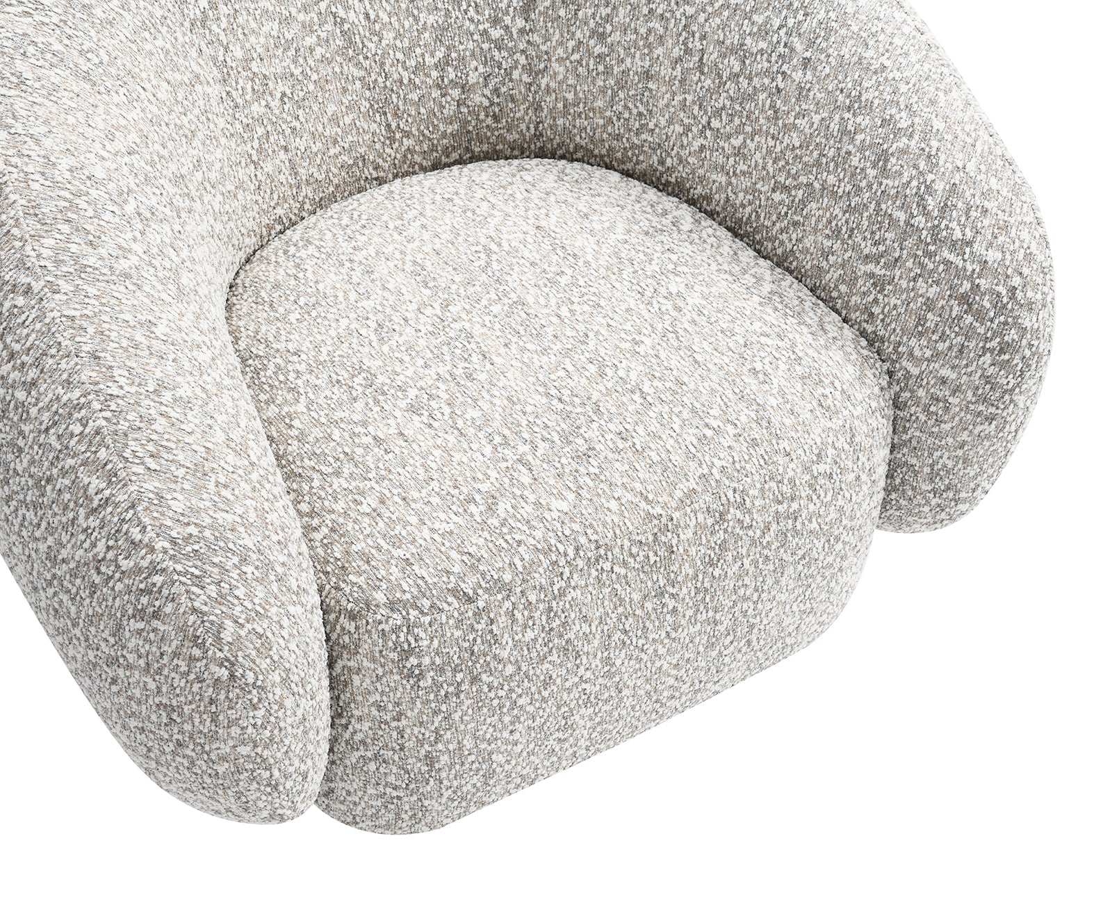 Contemporary Style 1pc Swivel Chair Boucle Upholstered 360 Degree Swivel Base armrest Slope Curved High Density Foam Brown Finish