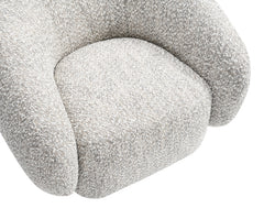 Contemporary Style 1pc Swivel Chair Boucle Upholstered 360 Degree Swivel Base armrest Slope Curved High Density Foam Brown Finish