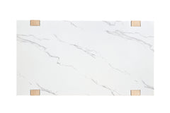 Modern Contemporary Style 1pc Coffee Table Faux Marble Top Two Tone Design Natural And White Finish Primary Living Room