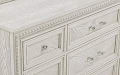 1pc Traditional 6-Drawer Storage Dresser Antique White Finish Wooden Furniture
