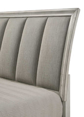 1pc King Storage Platform Bed Upholstered Ultra-plush Headboard Two Footboard Storage Drawers Solid Wood White Mist