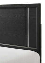 Contemporary 1pc King Size Panel Bed Wooden Bedroom Furniture Charcoal Finish