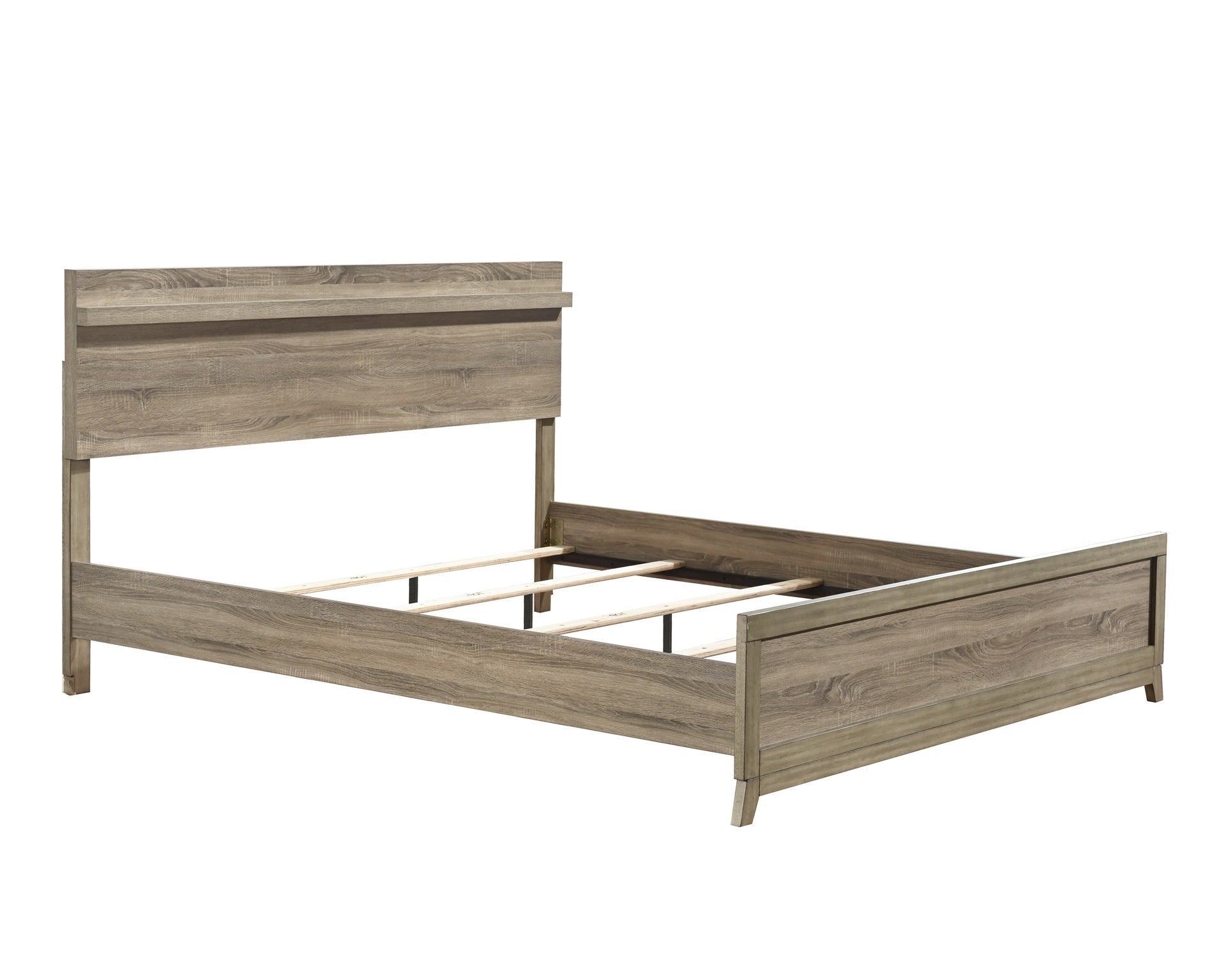 1pc Queen Size Bed Natural Wood Finish Well-crafted Bed Frame Modern Rustic Wooden Bedroom Furniture