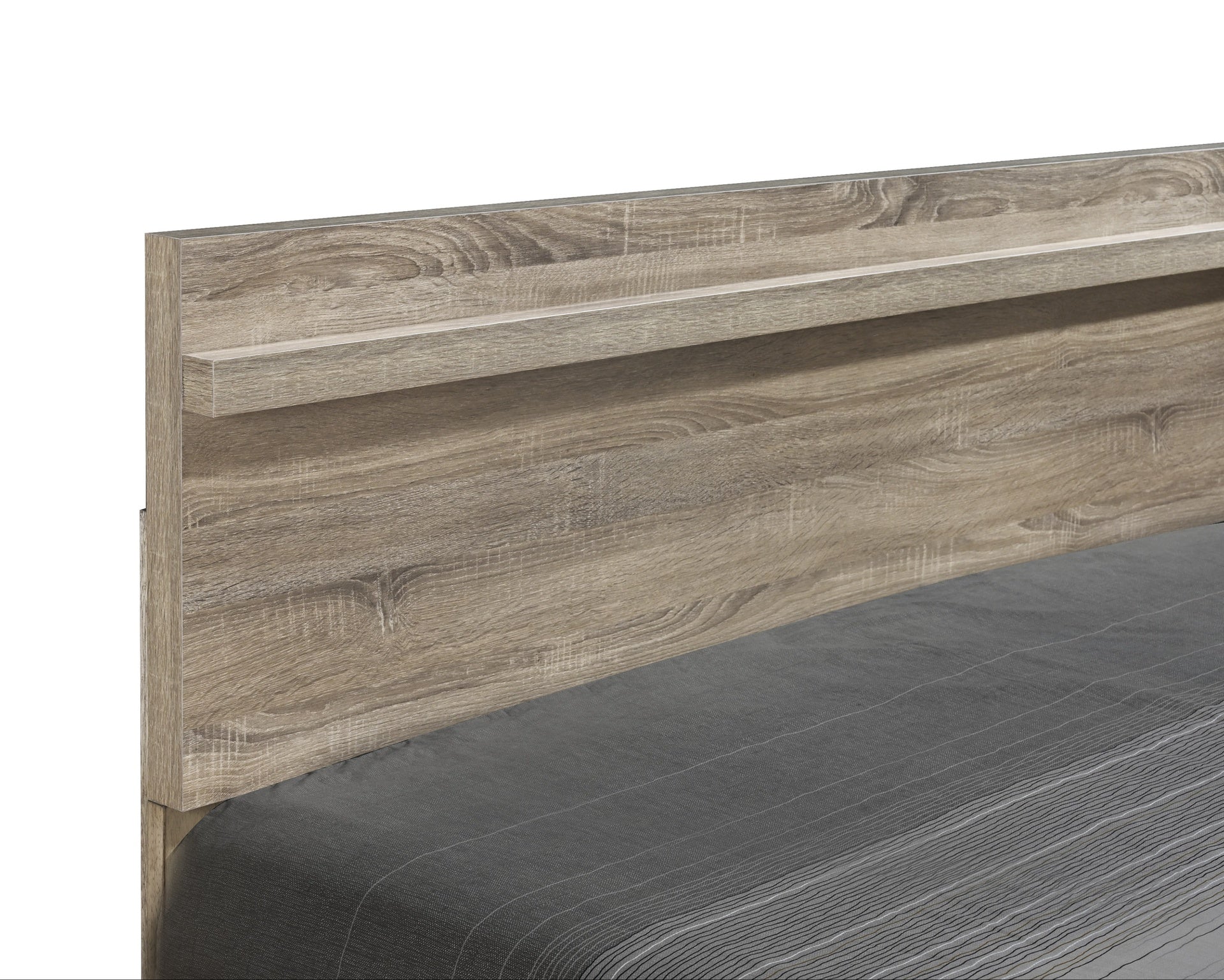 1pc Queen Size Bed Natural Wood Finish Well-crafted Bed Frame Modern Rustic Wooden Bedroom Furniture